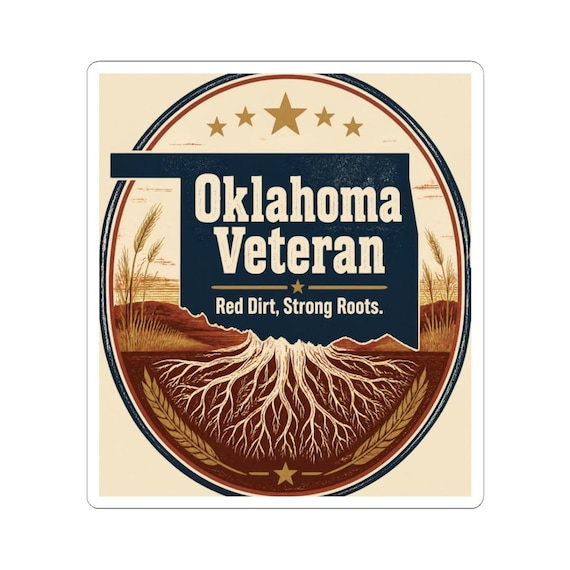Oklahoma Veteran Sticker | Red Dirt Strong Roots, Kiss-Cut Vinyl