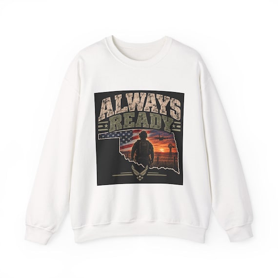 Always Ready silhouette with American flag crewneck sweatshirt | Military patriot design