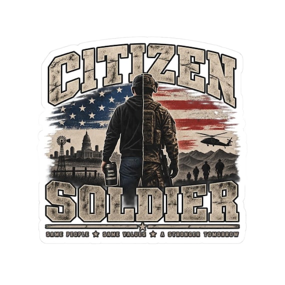 Citizen Soldier Sticker | Patriotic Military Veteran Decal, American Flag