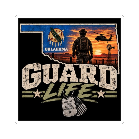 Oklahoma Guard Life Sticker | Military Sunset Landscape Decal (Kiss-Cut)
