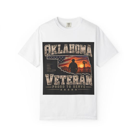 Oklahoma Veteran Proud to Serve T-shirt | Military State Silhouette