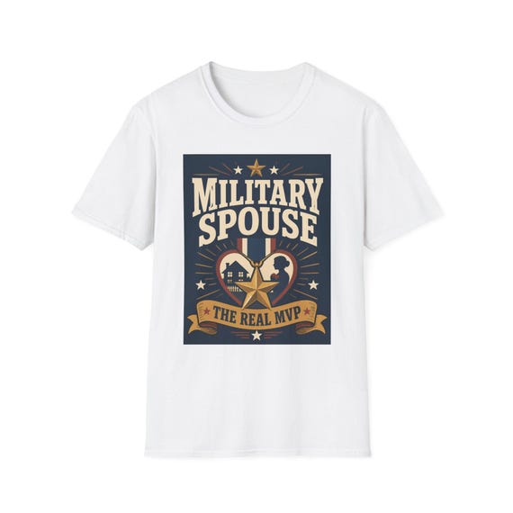 Military Spouse T-Shirt | Patriotic Emblem, Stars & Shield Design
