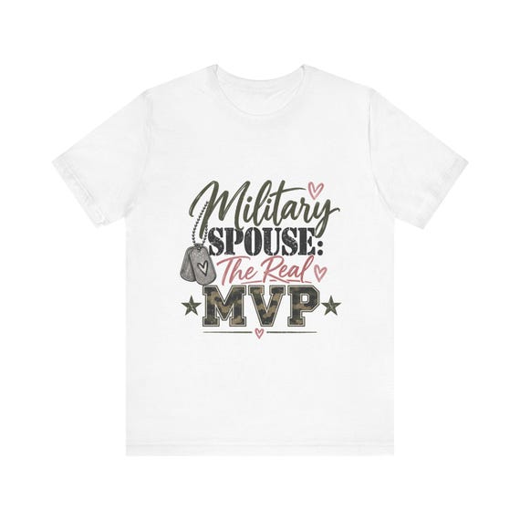 Military Spouse The Real MVP Tee | Camouflage Letters, Dog Tags, Hearts