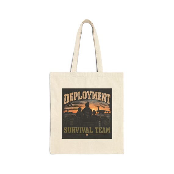 Deployment Survival Team Tote Bag | Military Sunset Silhouette, Canvas