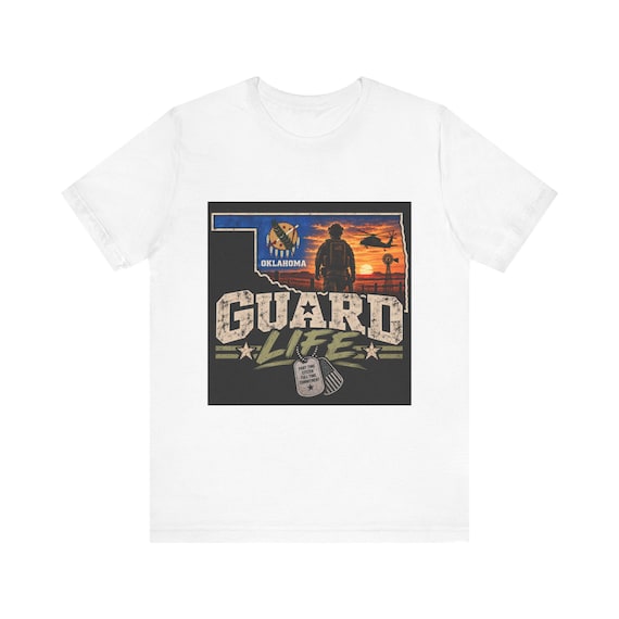 Guard Life T-Shirt | Oklahoma Military National Guard silhouette, dog tags