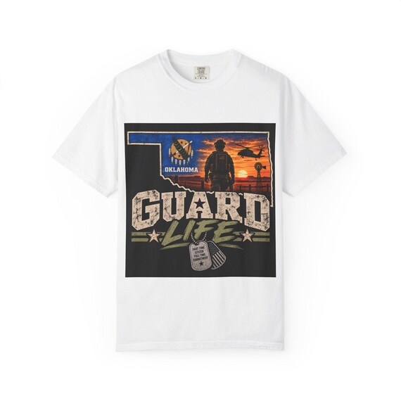 Oklahoma Guard Life T-Shirt | Military Dog Tags Sunset Design