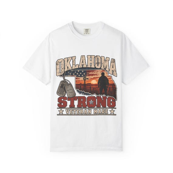 Oklahoma Strong Veteran Made T-Shirt | Military Dog Tags, American Flag