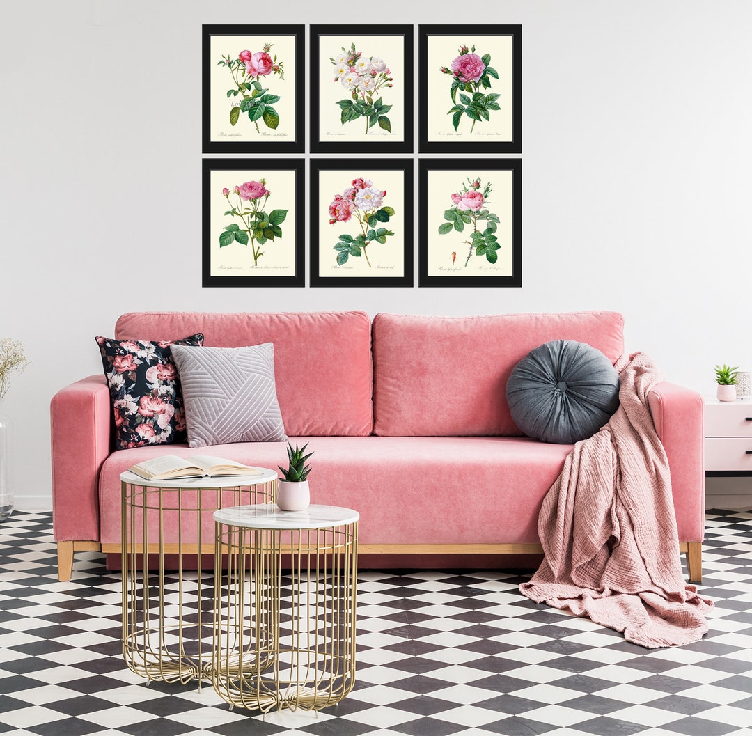 Rose Flower Botanical Wall Art Print Set of 6 Prints Beautiful Antique ...