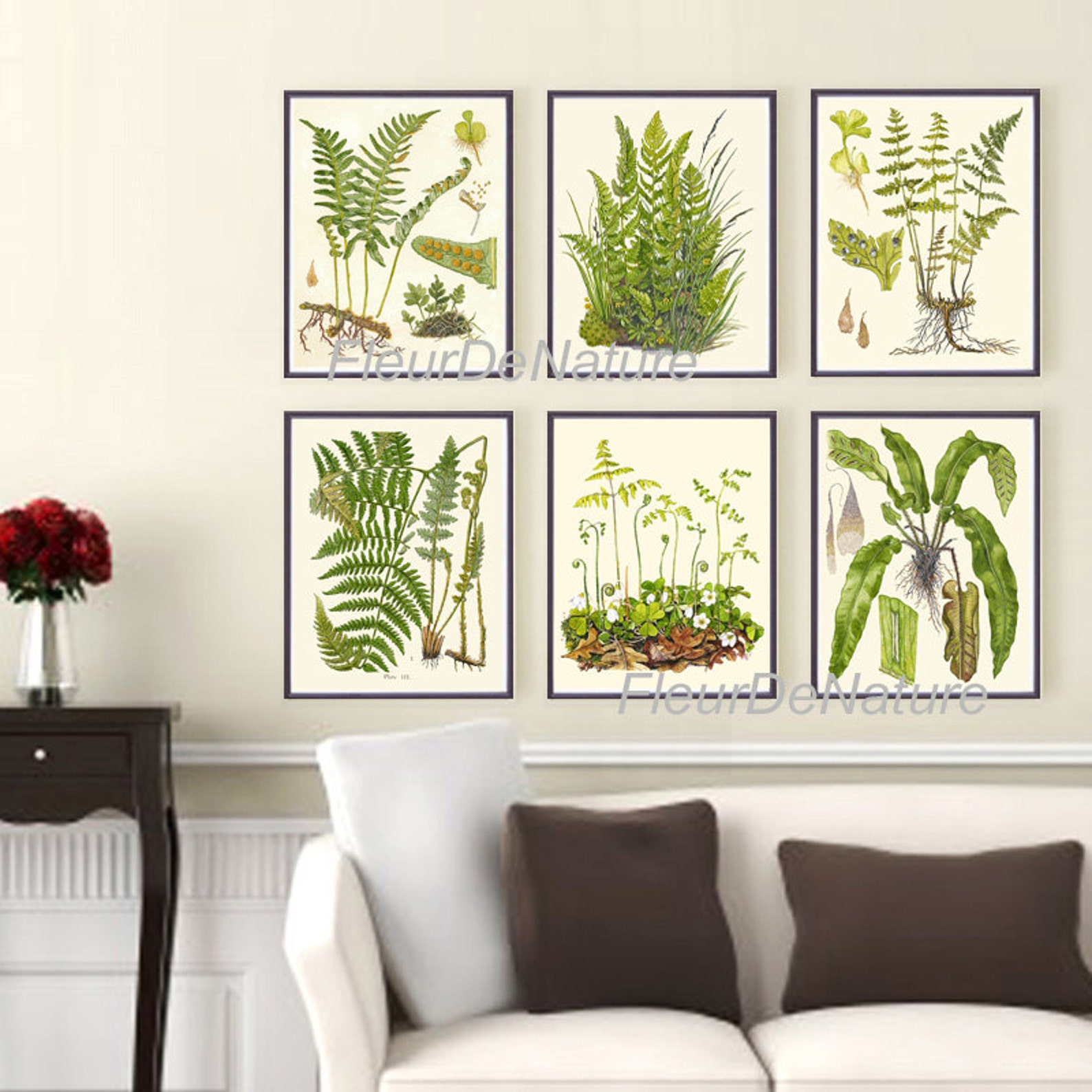 FERN Print SET of 6 Botanical Art Print 8X10 Lindman Antique Etsy