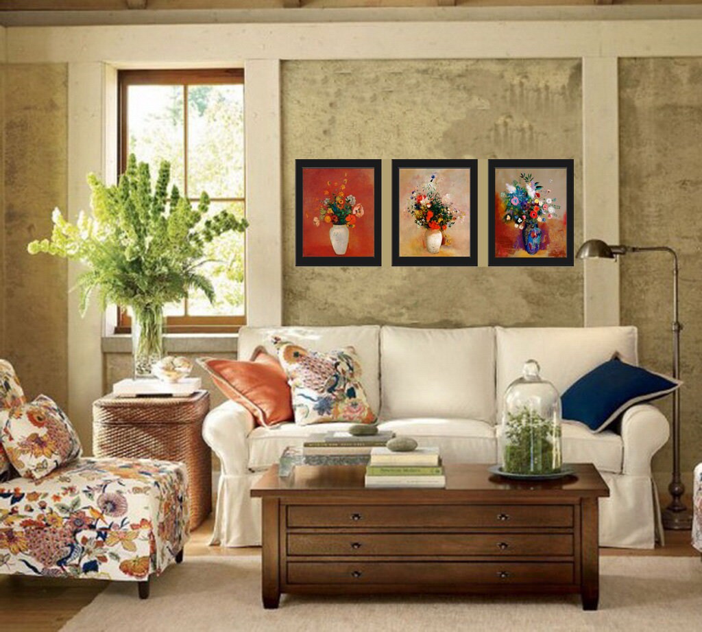 Flower Bouquet Botanical Print Set of 3 Art Prints Antique Beautiful ...