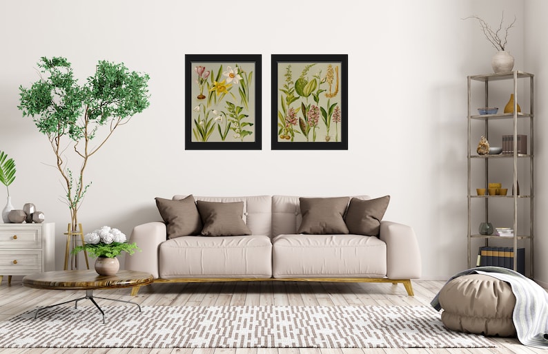Vintage Botanical Print Set of 2 Botanical Wall Art Antique Beautiful ...