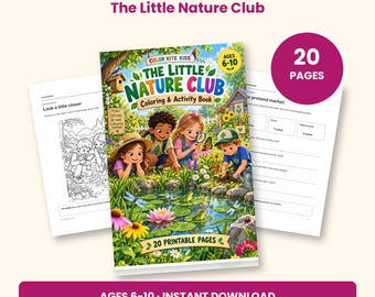 Peut inclure: Le livre de coloriage et d'activités The Little Nature Club pour les 6-10 ans contient 20 pages imprimables. La couverture montre quatre enfants explorant un étang avec des nénuphars, des grenouilles et des fleurs. Inclut des feuilles d'activités.