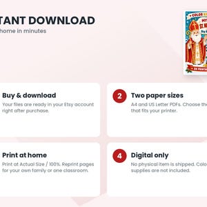 May include: A digital coloring book titled My First St. Nicholas Day featuring an illustration of Saint Nicholas with a staff and a boot filled with gifts. The document includes instructions for downloading, printing on A4 or US Letter paper.