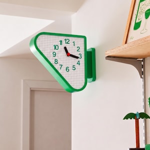 Modern Seiko Inspired Double Sided Station Clock, Triangular Retro Mid Century Modern Wall Decor