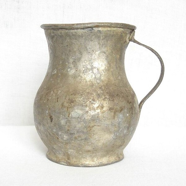 Antique Islamic Hand hammered copper pitcher jug mug