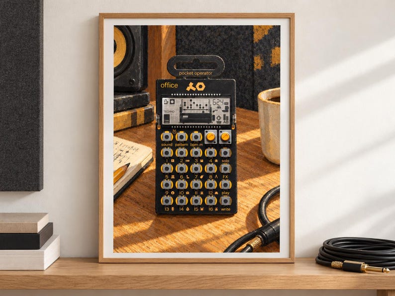 PO-24 Kontorsficka för operatör, träposter för musikstudio, A2 utskrivbar för nedladdning bild 5