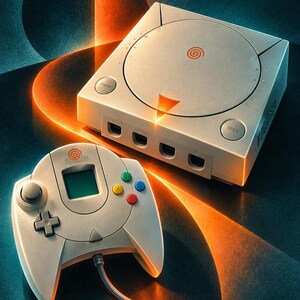 Puede incluir: Una consola de videojuegos Sega Dreamcast de color gris claro y un mando con cable a juego. La consola cuenta con una tapa de disco circular con un logotipo de espiral roja, un bot&oacute;n de encendido y un bot&oacute;n de apertura. El mando incluye una cruceta, un stick anal&oacute;gico, cuatro botones de acci&oacute;n de colores y una ranura central para una tarjeta de memoria.