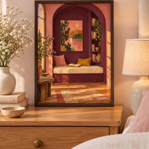 Evening Alcove Wall Art, Painterly Reading Nook Print, A3 Digital Download image 5