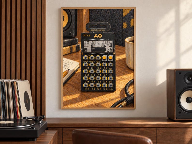 PO-24 Kontorsficka för operatör, träposter för musikstudio, A2 utskrivbar för nedladdning bild 2