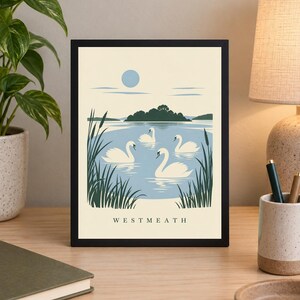 Westmeath Children of Lir Swans Print | Digital nedladdning av irländsk väggkonst bild 2