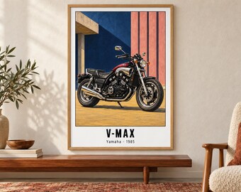 Yamaha V-Max Motorcycle Art Print, Retro Poster, Two A2 Digital Versions