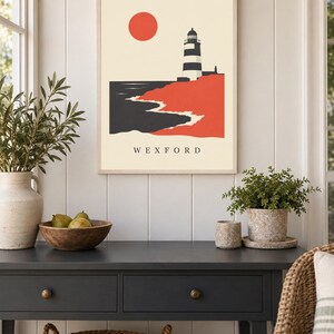 Tryck av fyren i Wexford Hook | Digital nedladdning av irländsk väggkonst bild 5