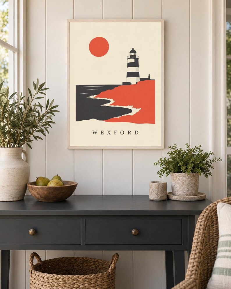Tryck av fyren i Wexford Hook | Digital nedladdning av irländsk väggkonst bild 5