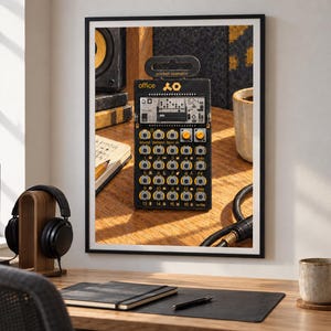 PO-24 Kontorsficka för operatör, träposter för musikstudio, A2 utskrivbar för nedladdning bild 3