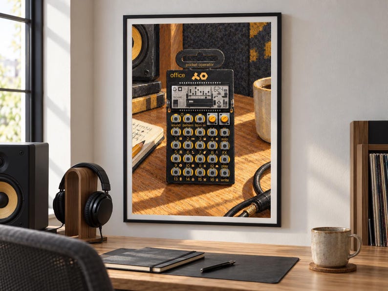 PO-24 Kontorsficka för operatör, träposter för musikstudio, A2 utskrivbar för nedladdning bild 3
