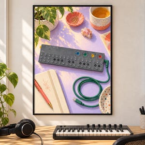 Teenage Engineering OP-Z väggkonsttryck, färgglad synthesizer och sequencer-affisch, A2 digital nedladdning bild 1
