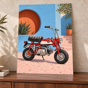 Honda Monkey Z50M motorcykelkonsttryck, retroaffisch, två digitala A2-versioner bild 2