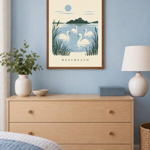 Westmeath Children of Lir Swans Print | Digital nedladdning av irländsk väggkonst bild 5