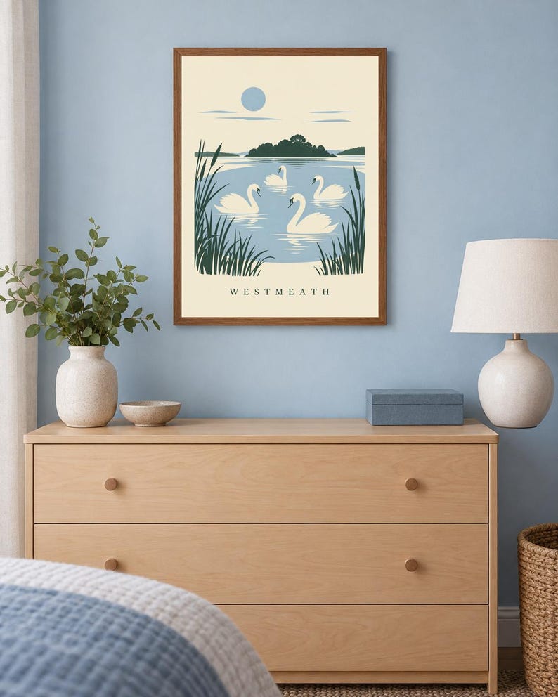 Westmeath Children of Lir Swans Print | Digital nedladdning av irländsk väggkonst bild 5
