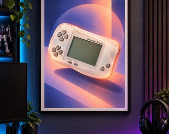 Bandai WonderSwan Art Print, Luminous Gaming Wall Art, Gamer Room Decor, A2 Digital Download
