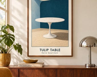 Tulip Table Art Print, Eero Saarinen Furniture Poster, A2 Digital Download