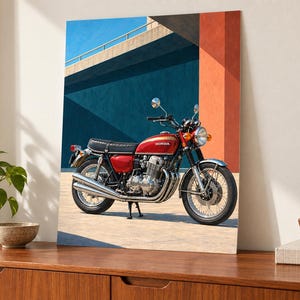 Honda CB750 fyra motorcyklar konsttryck, retroposter, två digitala A2-versioner bild 2