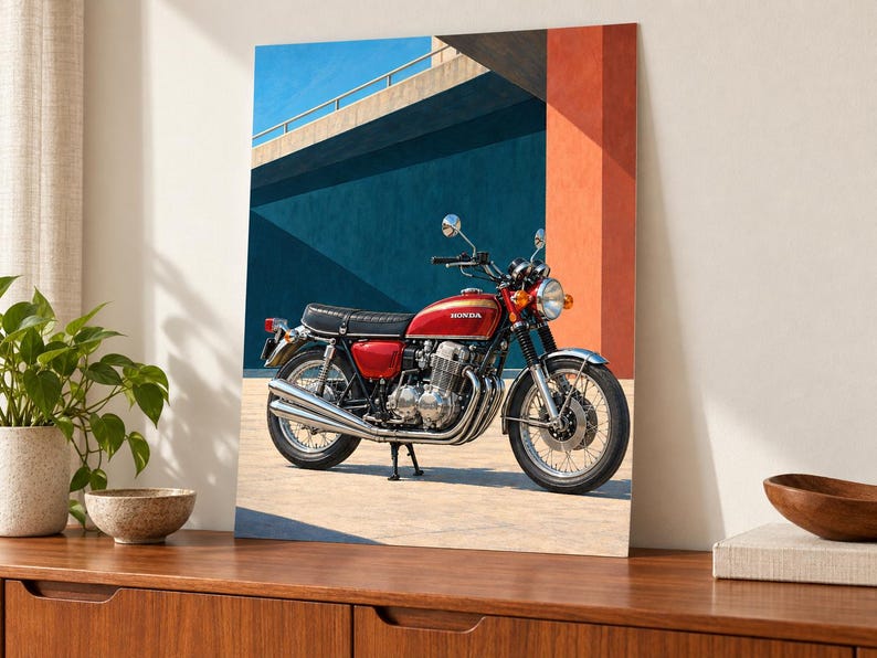 Honda CB750 fyra motorcyklar konsttryck, retroposter, två digitala A2-versioner bild 2
