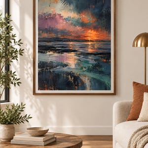 Poolbeg Ember | Abstrakt väggkonst inspirerad av Dublinbukten | Digital nedladdning bild 1