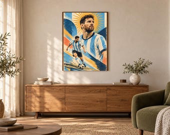 Lionel Messi Football Poster, Vintage Number 10 Sports Wall Art, A2 Digital Download