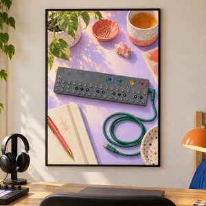 Teenage Engineering OP-Z väggkonsttryck, färgglad synthesizer och sequencer-affisch, A2 digital nedladdning bild 3