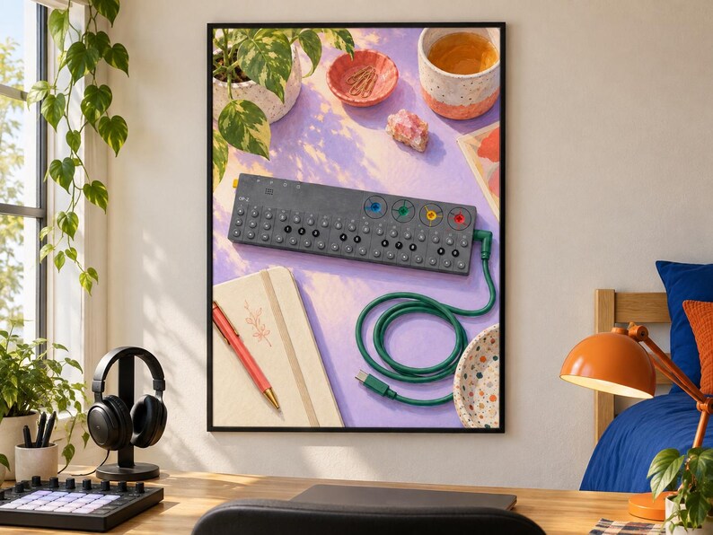 Teenage Engineering OP-Z väggkonsttryck, färgglad synthesizer och sequencer-affisch, A2 digital nedladdning bild 3
