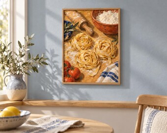 Pâtes du dimanche – Nature morte de cuisine, format A3 à télécharger