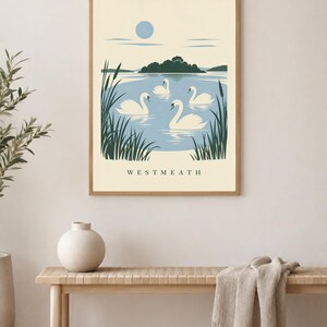 Westmeath Children of Lir Swans Print | Digital nedladdning av irländsk väggkonst bild 4