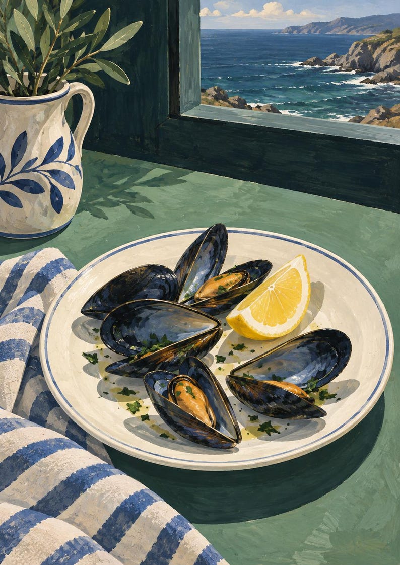 Galician Seafood Still Life Print | Printable Wall Art | Galician Sea Table | Digital Download image 6