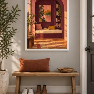 Evening Alcove Wall Art, Painterly Reading Nook Print, A3 Digital Download image 4