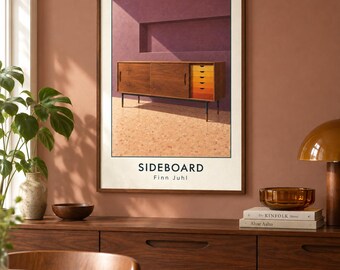 Sideboard Art Print, Finn Juhl Furniture Poster, A2 Digital Download