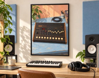 LinnDrum Wall Art Print, Colourful Drum Machine Poster, A3 Digital Download
