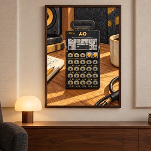 PO-24 Kontorsficka för operatör, träposter för musikstudio, A2 utskrivbar för nedladdning bild 4