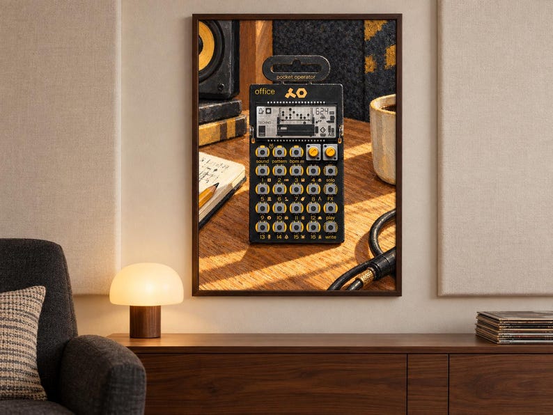 PO-24 Kontorsficka för operatör, träposter för musikstudio, A2 utskrivbar för nedladdning bild 4