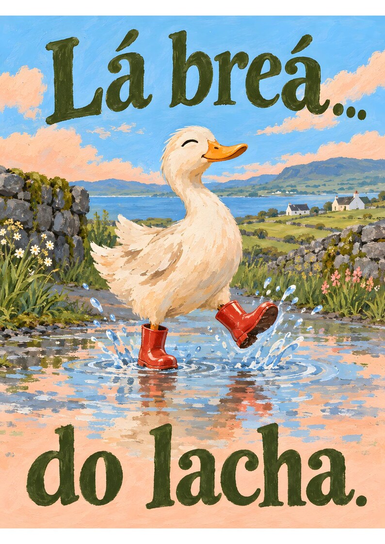 Konsttryck med irländsk anka – Humoristisk väggkonst (digital nedladdning i A3-format) bild 3